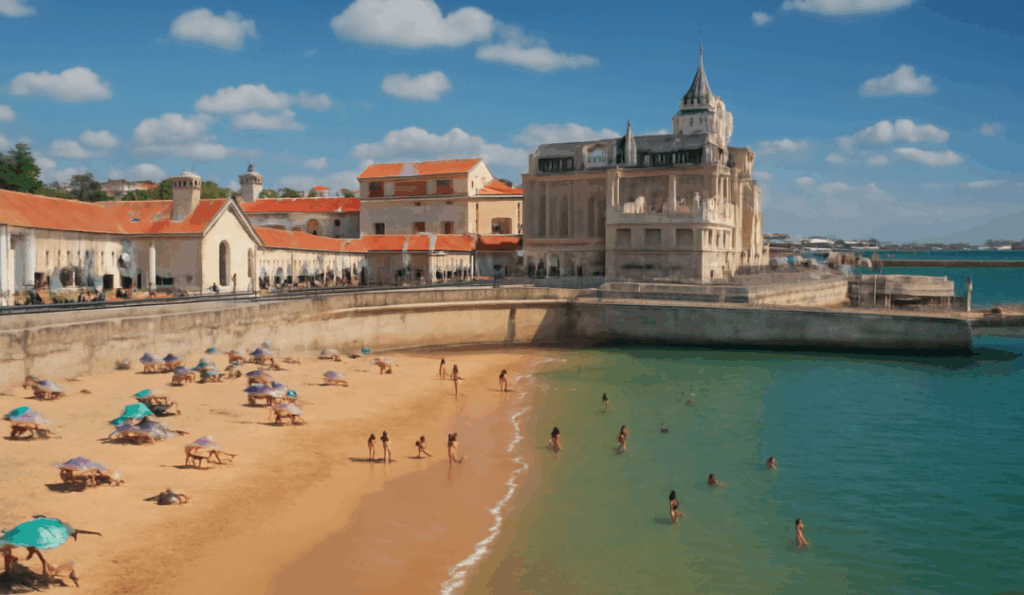 Cascais, a coastal town near Lisbon, known for its beautiful beaches, lively marina, and charming atmosphere.