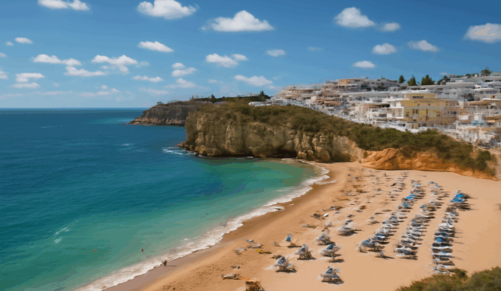 The Algarve, Portugal’s coastal paradise, known for its stunning beaches and scenic cliffs.